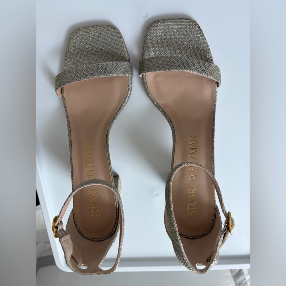 Stuart Weitzman Nearlynude Poudre Pink Block Heel Sandals - Picture 5 of 8